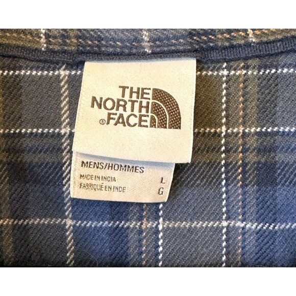 The North Face Mens Large Shirt Button Down Blue White Plaid Heavy Flannel - Picture 7 of 9